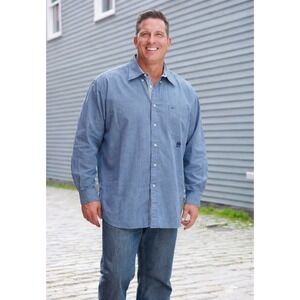 Tommy Hilfiger Men's Denim Button Up Shirt Crest Logo 80's 2‑Ply Fabric Size XL